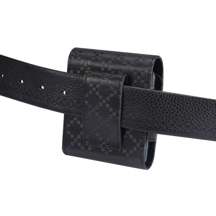 For Samsung Galaxy Z Flip3 5G Checkered Texture Waist Hanging Phone Case(Black)