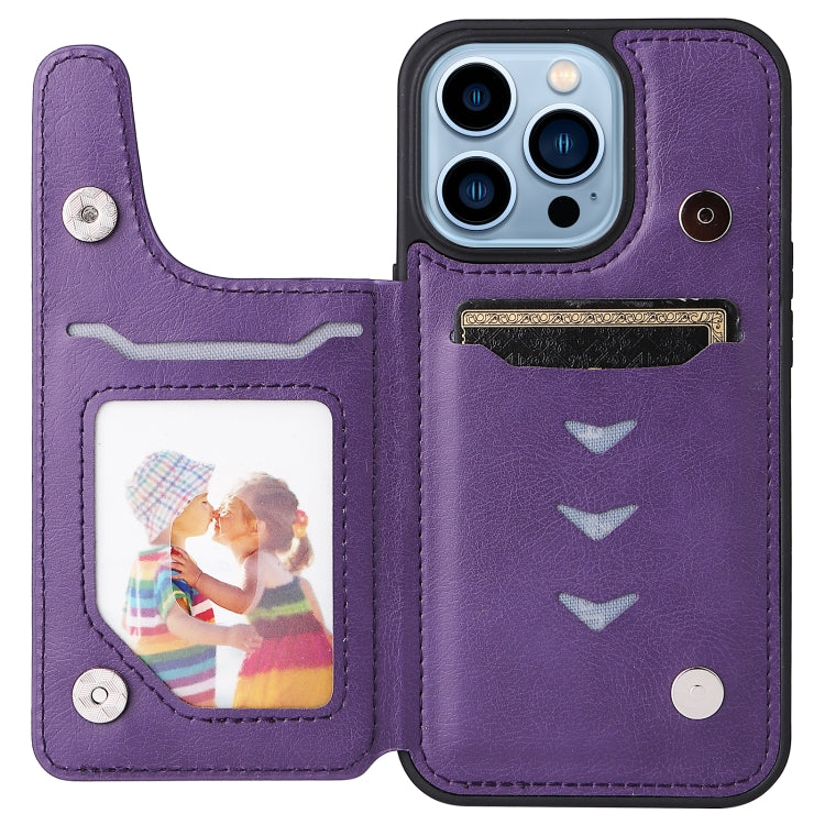 For iPhone 13 Pro Solid Color Double Buckle Zipper Shockproof Phone Case