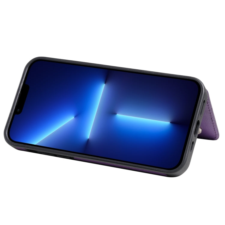 For iPhone 13 Pro Solid Color Double Buckle Zipper Shockproof Phone Case