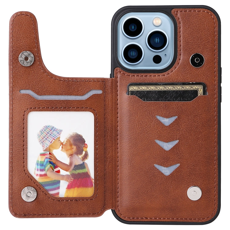 For iPhone 13 Pro Solid Color Double Buckle Zipper Shockproof Phone Case