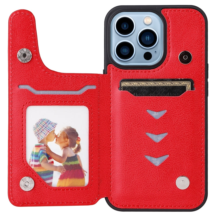 For iPhone 13 Pro Solid Color Double Buckle Zipper Shockproof Phone Case