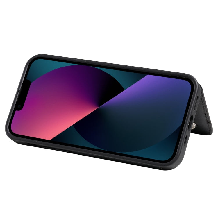 For iPhone 13 Solid Color Double Buckle Zipper Shockproof Phone Case