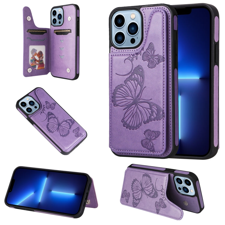 For iPhone 13 Pro Max Butterfly Embossing Pattern Shockproof Phone Case