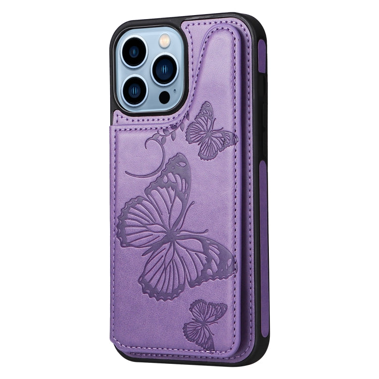 For iPhone 13 Pro Max Butterfly Embossing Pattern Shockproof Phone Case