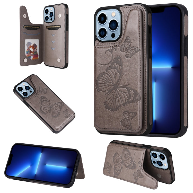 For iPhone 13 Pro Max Butterfly Embossing Pattern Shockproof Phone Case