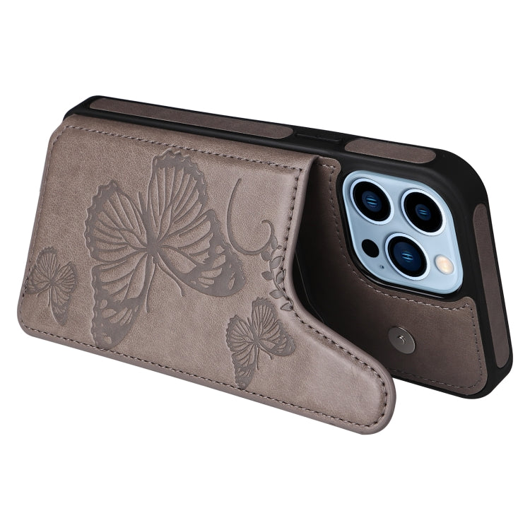 For iPhone 13 Pro Max Butterfly Embossing Pattern Shockproof Phone Case