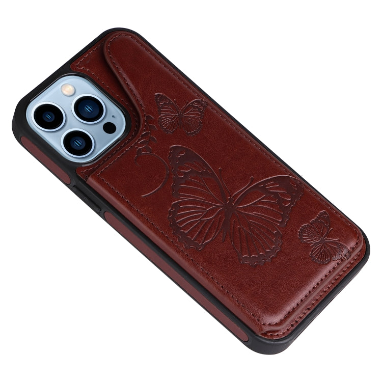 For iPhone 13 Pro Max Butterfly Embossing Pattern Shockproof Phone Case