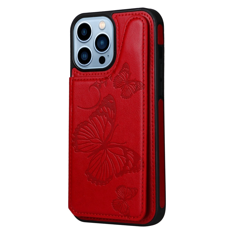 For iPhone 13 Pro Max Butterfly Embossing Pattern Shockproof Phone Case