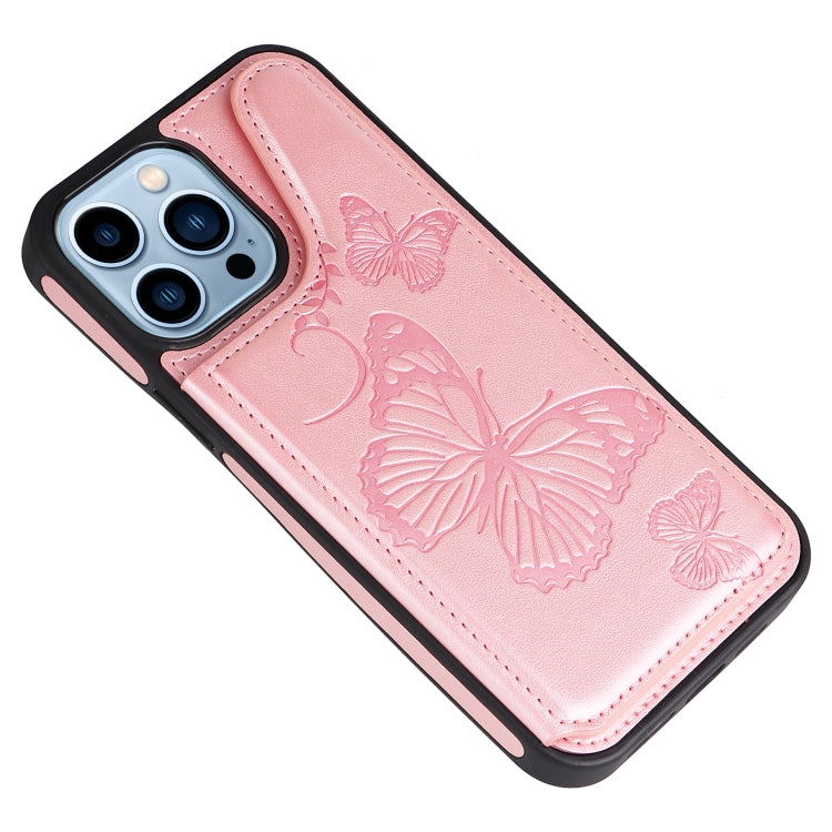 For iPhone 13 Pro Max Butterfly Embossing Pattern Shockproof Phone Case