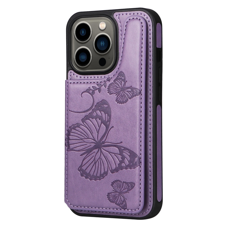 For iPhone 13 Pro Butterfly Embossing Pattern Shockproof Phone Case