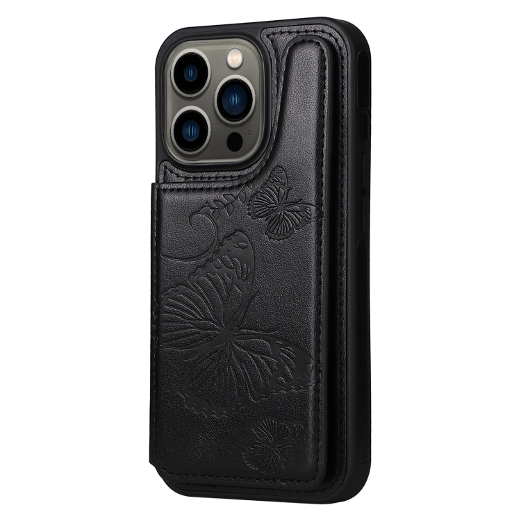 For iPhone 13 Pro Butterfly Embossing Pattern Shockproof Phone Case