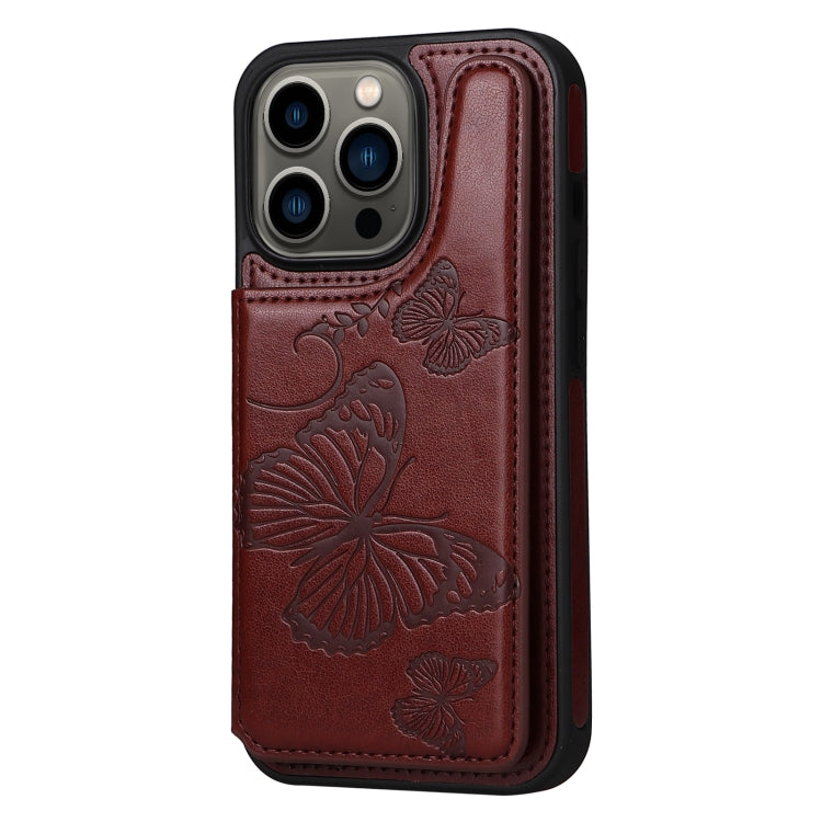 For iPhone 13 Pro Butterfly Embossing Pattern Shockproof Phone Case