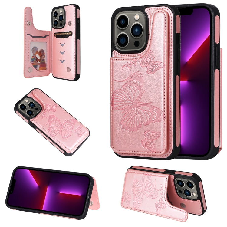 For iPhone 13 Pro Butterfly Embossing Pattern Shockproof Phone Case