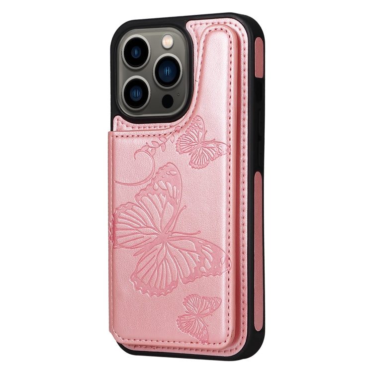 For iPhone 13 Pro Butterfly Embossing Pattern Shockproof Phone Case