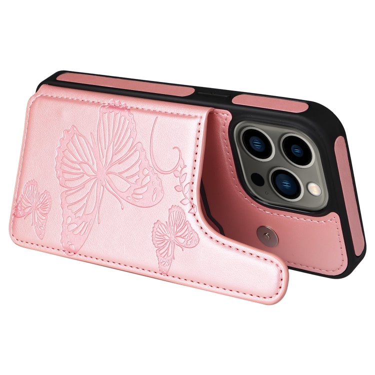 For iPhone 13 Pro Butterfly Embossing Pattern Shockproof Phone Case