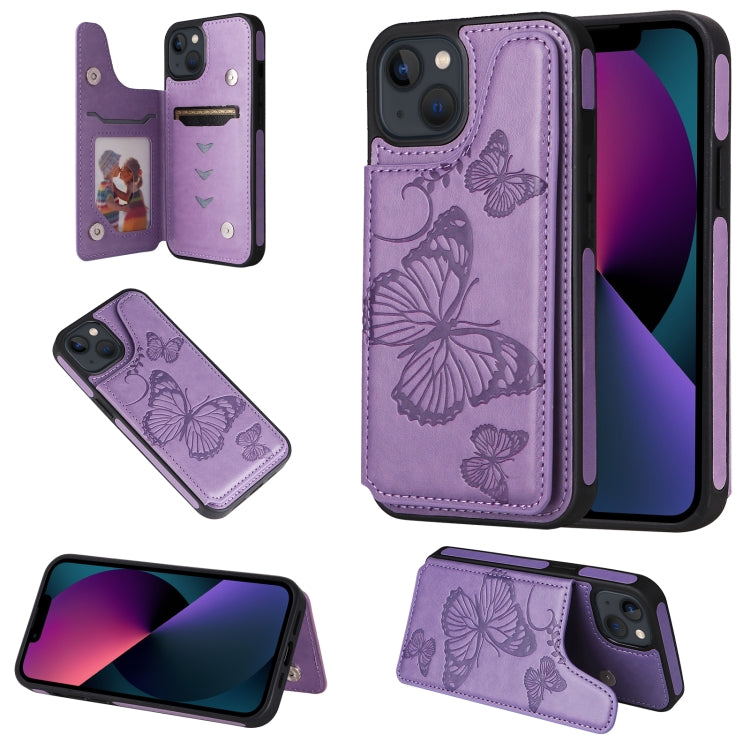 For iPhone 13 Butterfly Embossing Pattern Shockproof Phone Case