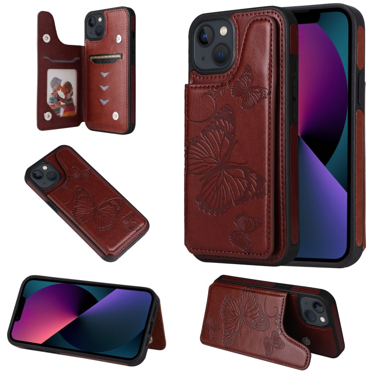 For iPhone 13 mini Butterfly Embossing Pattern Shockproof Phone Case