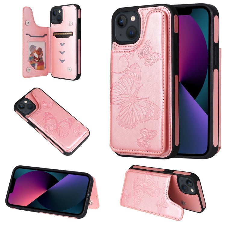 For iPhone 13 mini Butterfly Embossing Pattern Shockproof Phone Case