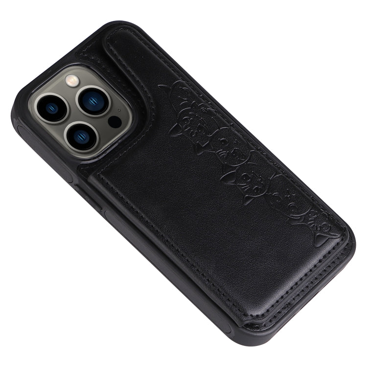 For iPhone 13 Pro Six Cats Embossing Pattern Shockproof Phone Case