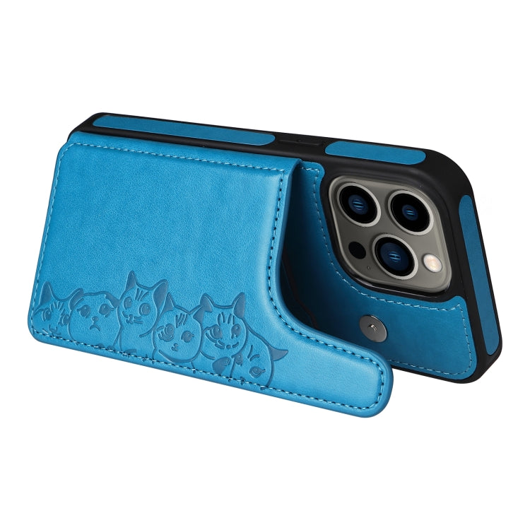 For iPhone 13 Pro Six Cats Embossing Pattern Shockproof Phone Case