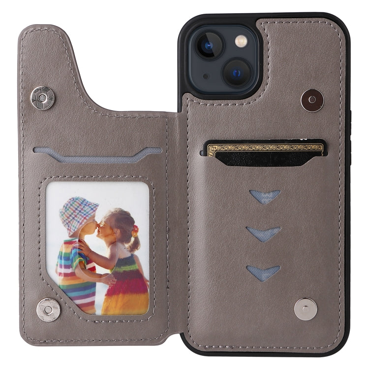 For iPhone 13 mini Six Cats Embossing Pattern Shockproof Phone Case