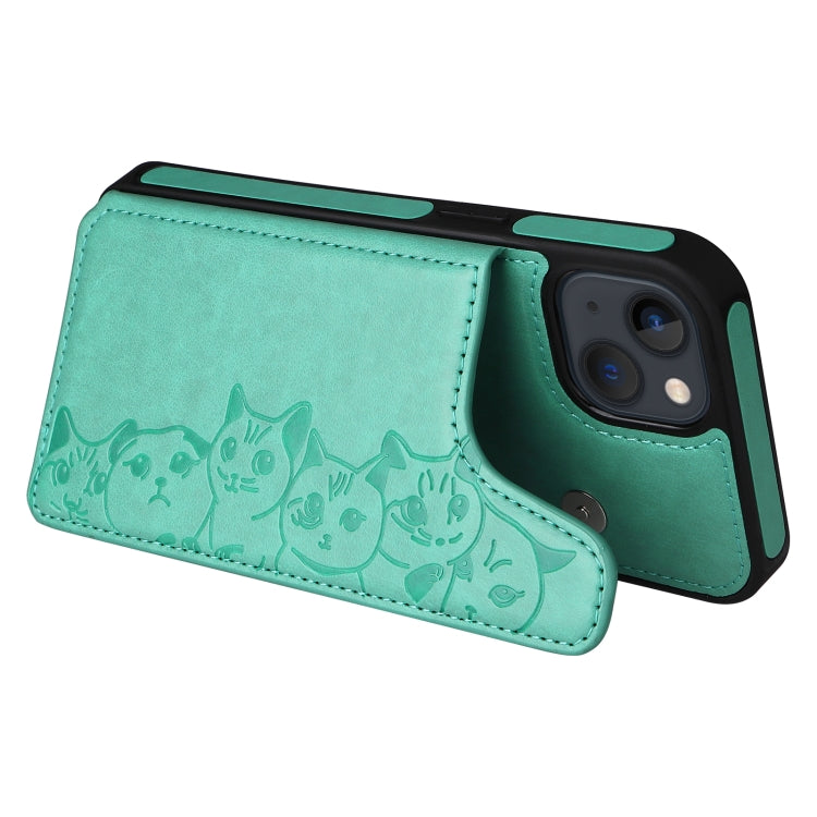 For iPhone 13 mini Six Cats Embossing Pattern Shockproof Phone Case