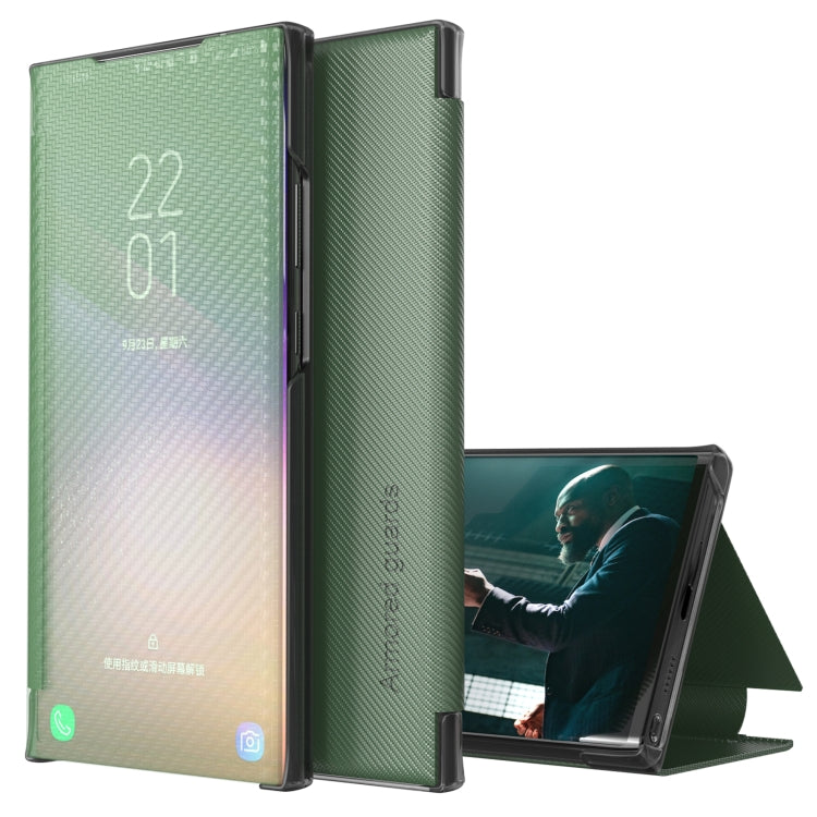 For Xiaomi Redmi Note 11 5G Carbon Fiber View Time Leather Phone Case