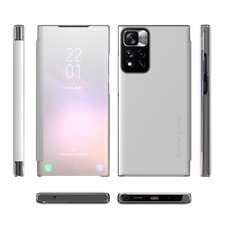 For Xiaomi Redmi Note 11 Pro 5G Carbon Fiber View Time Leather Phone Case