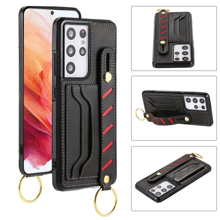 For Samsung Galaxy S21 5G Wristband Wallet Leather Phone Case