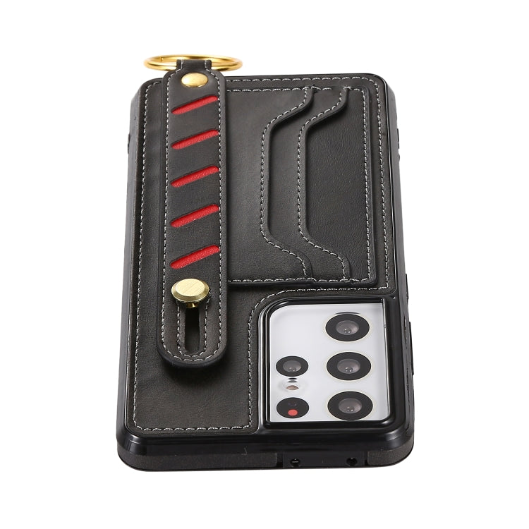 For Samsung Galaxy S21 5G Wristband Wallet Leather Phone Case