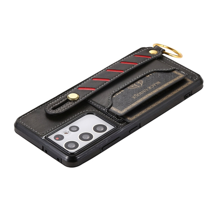 For Samsung Galaxy S21 5G Wristband Wallet Leather Phone Case