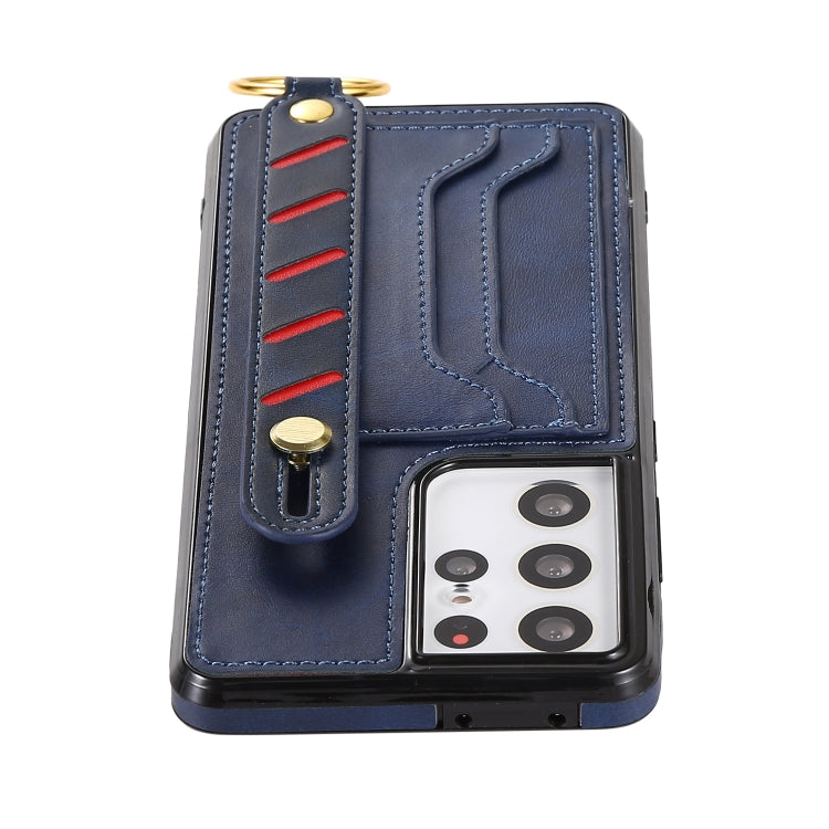 For Samsung Galaxy S21 5G Wristband Wallet Leather Phone Case