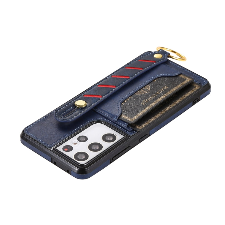For Samsung Galaxy S21 5G Wristband Wallet Leather Phone Case