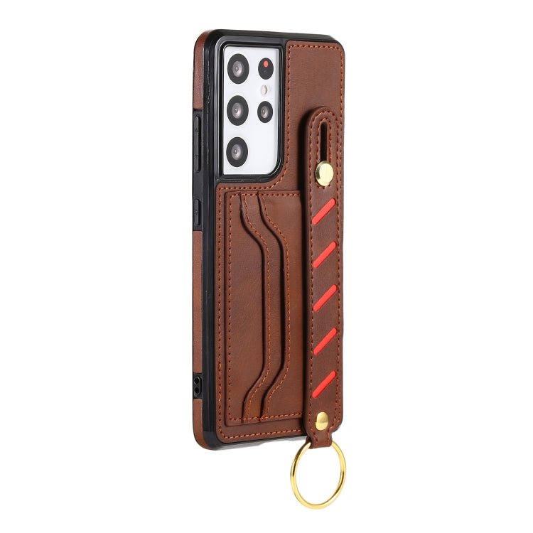 For Samsung Galaxy S21 5G Wristband Wallet Leather Phone Case