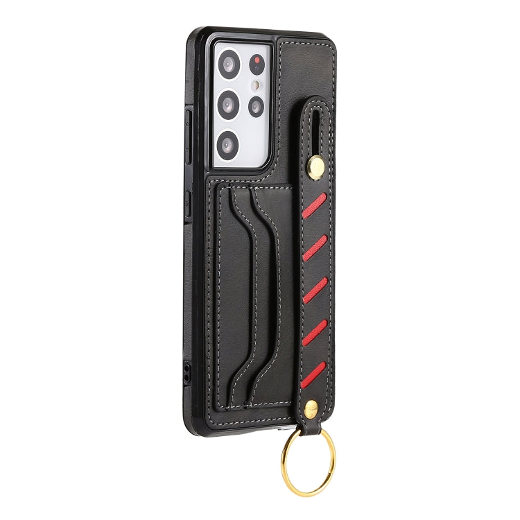 For Samsung Galaxy S21+ 5G Wristband Wallet Leather Phone Case