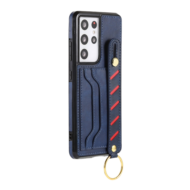For Samsung Galaxy S21+ 5G Wristband Wallet Leather Phone Case