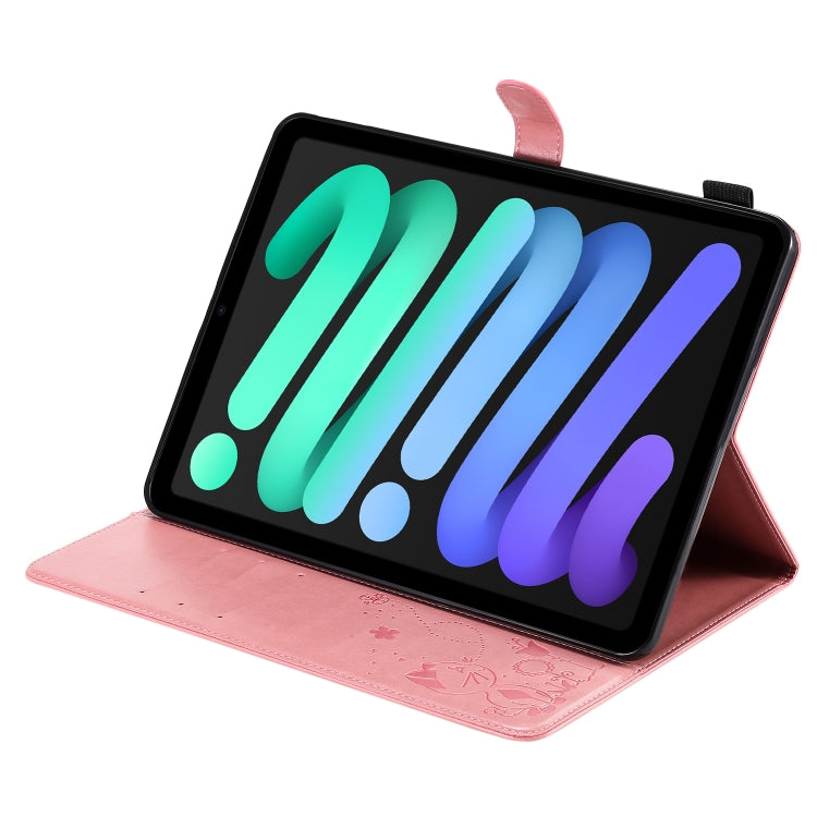 Cat Bee Embossing Pattern Horizontal Flip Leather Tablet Case For iPad mini 6