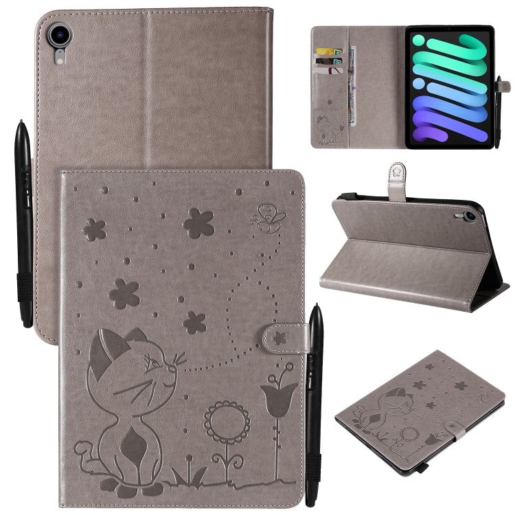 Cat Bee Embossing Pattern Horizontal Flip Leather Tablet Case For iPad mini 6