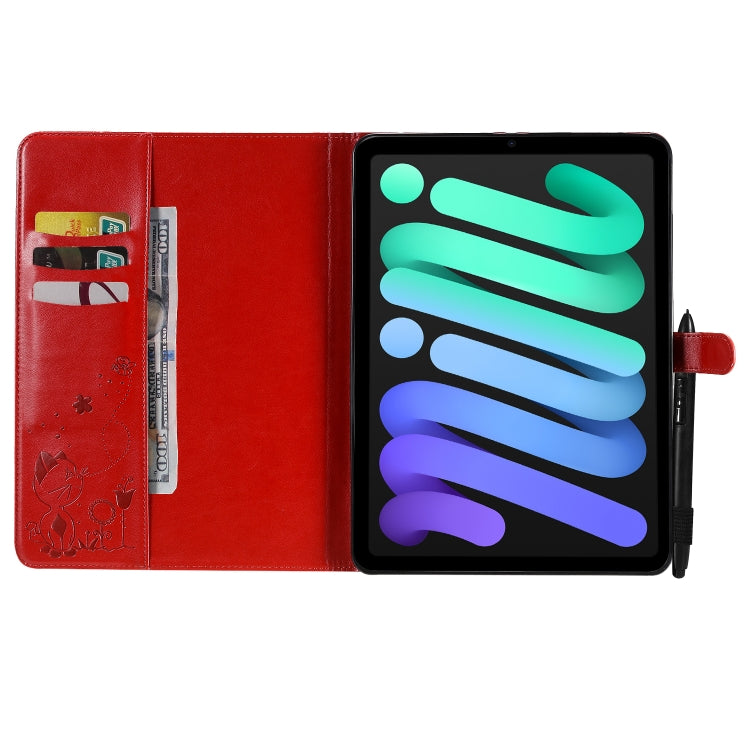 Cat Bee Embossing Pattern Horizontal Flip Leather Tablet Case For iPad mini 6