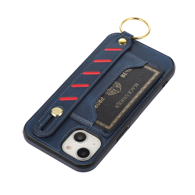 For iPhone 13 mini Wristband Wallet Leather Phone Case