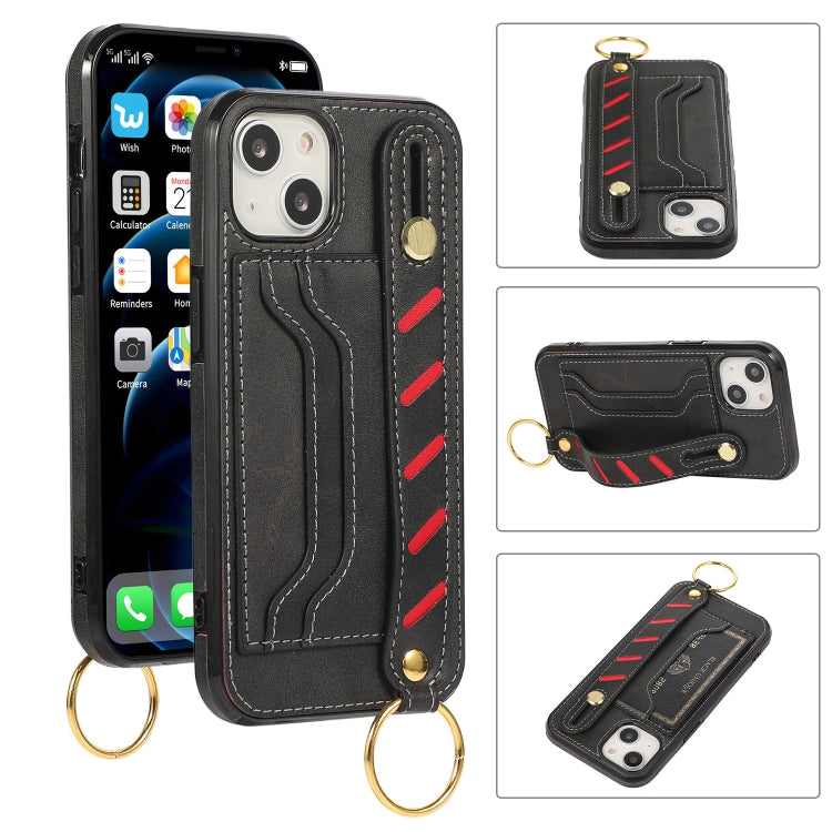 For iPhone 13 mini Wristband Wallet Leather Phone Case