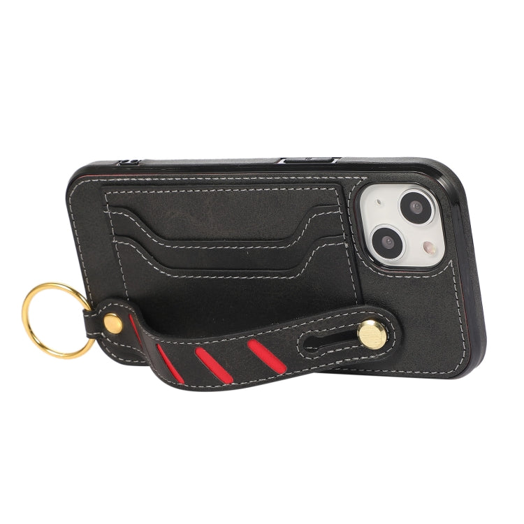 For iPhone 13 mini Wristband Wallet Leather Phone Case