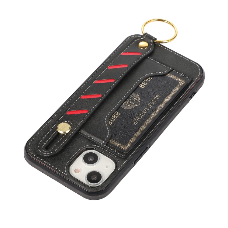 For iPhone 13 mini Wristband Wallet Leather Phone Case