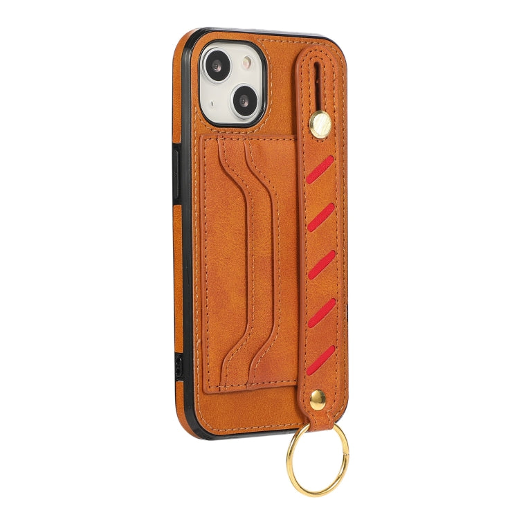 For iPhone 13 mini Wristband Wallet Leather Phone Case