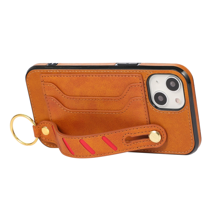 For iPhone 13 mini Wristband Wallet Leather Phone Case