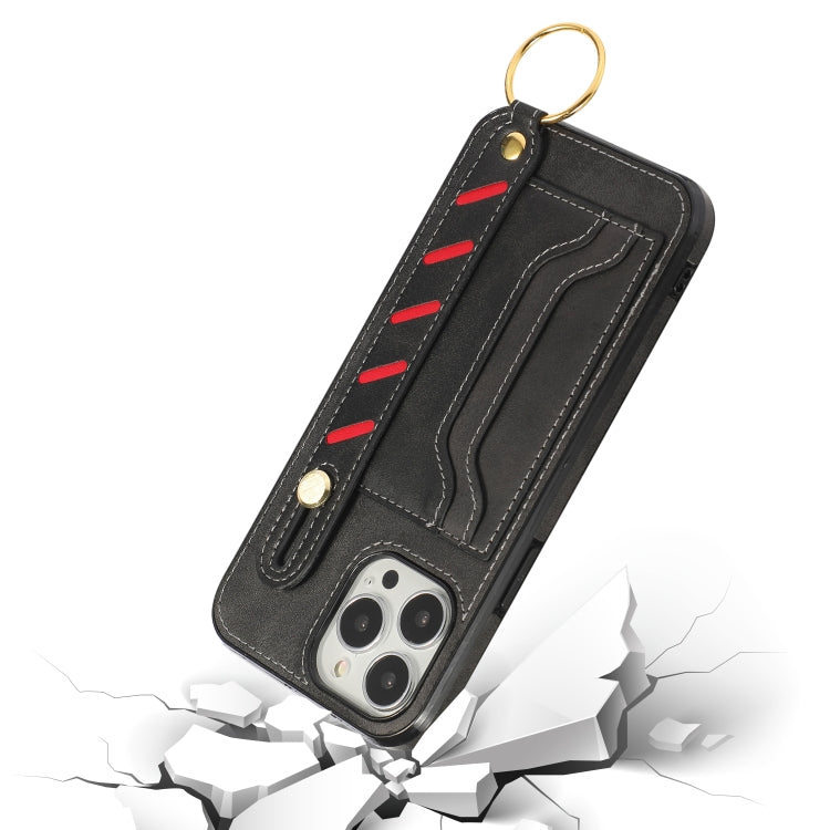 For iPhone 13 Pro Wristband Wallet Leather Phone Case