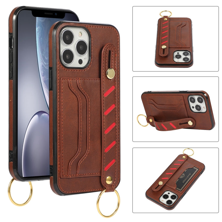 For iPhone 13 Pro Wristband Wallet Leather Phone Case