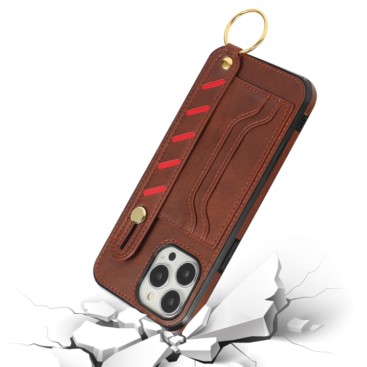 For iPhone 13 Pro Wristband Wallet Leather Phone Case