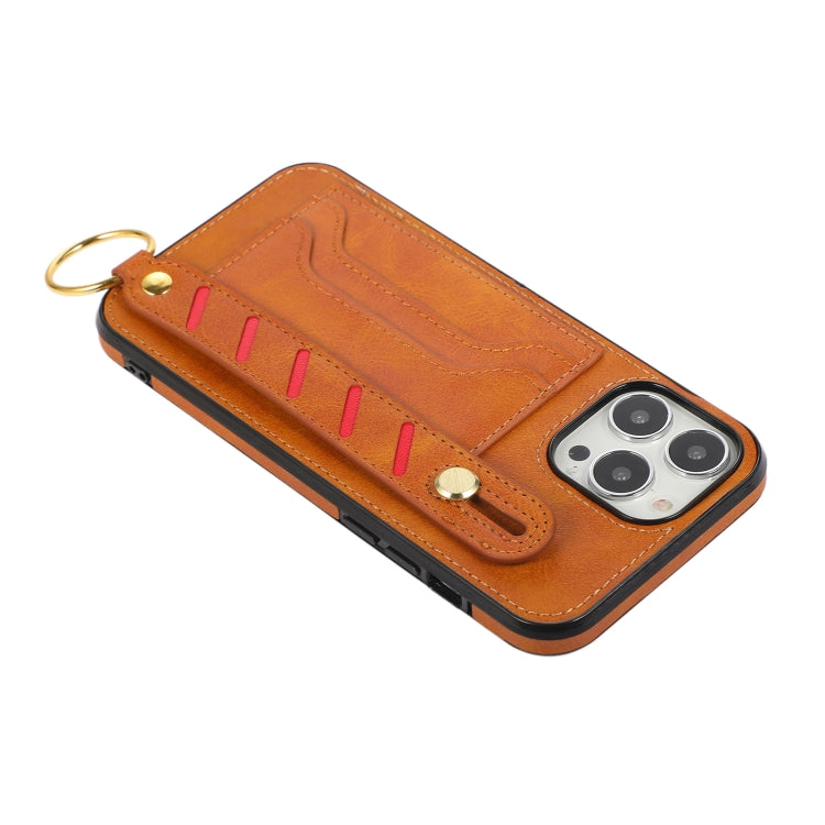 For iPhone 13 Pro Wristband Wallet Leather Phone Case