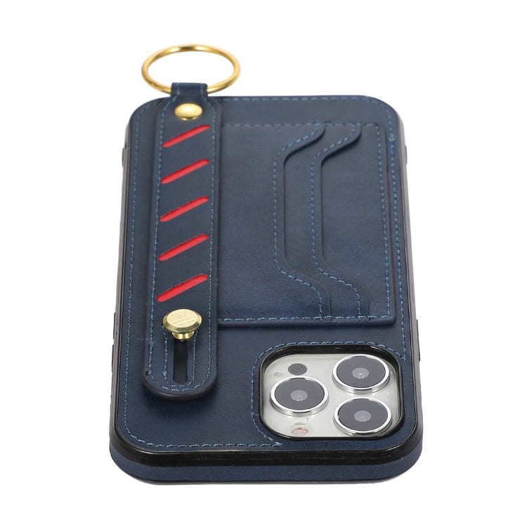 For iPhone 13 Pro Max Wristband Wallet Leather Phone Case